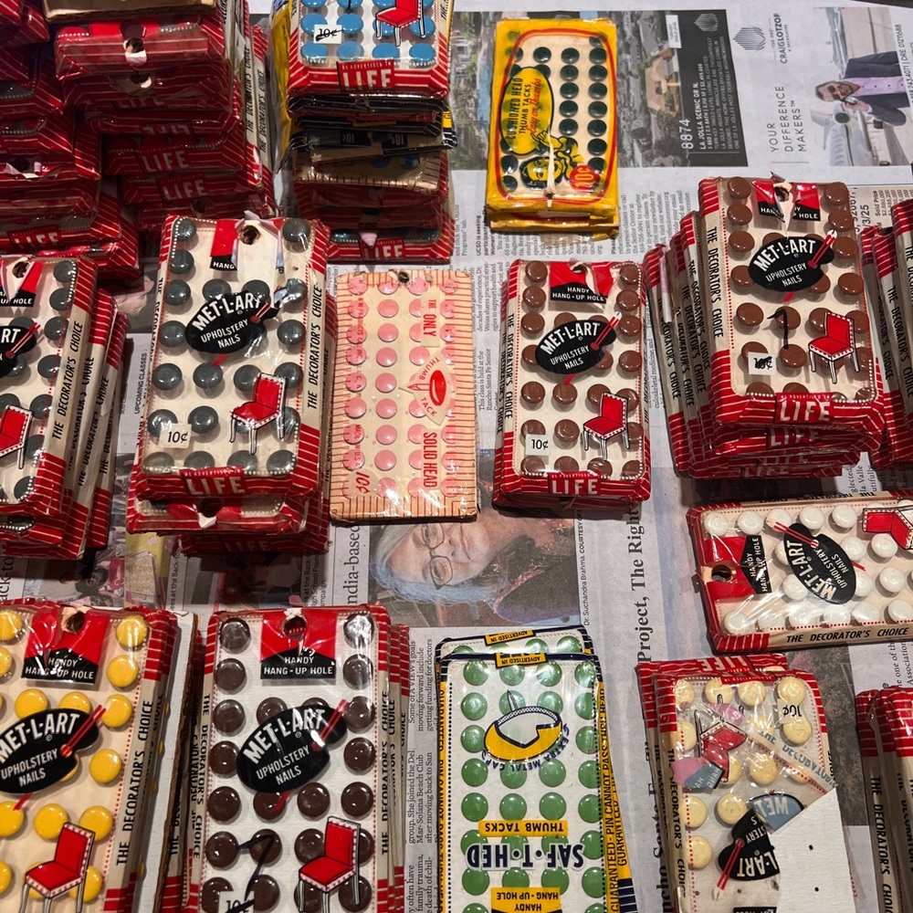 Vintage Met-L-Art Upholstery Nails from 1952 total 149 pieces